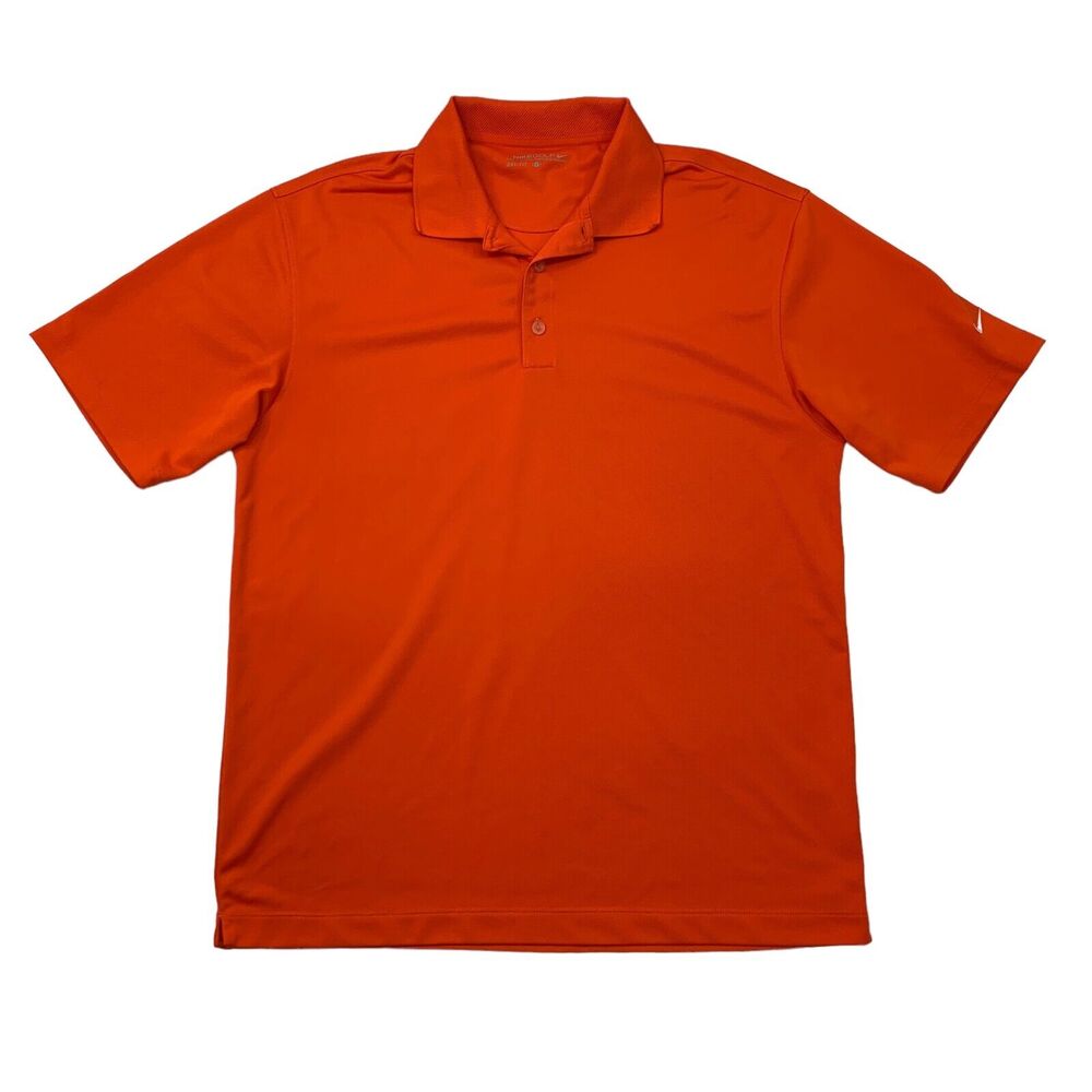 Nike Golf Shirt Mens L Large Flame Red Short Sleeve Moisture Wicking Polo